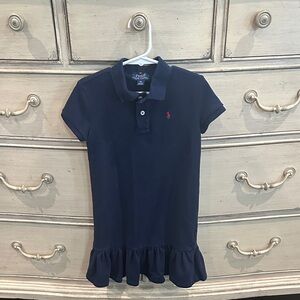 Ralph Lauren Kids Polo in Navy with Ruffle Hem